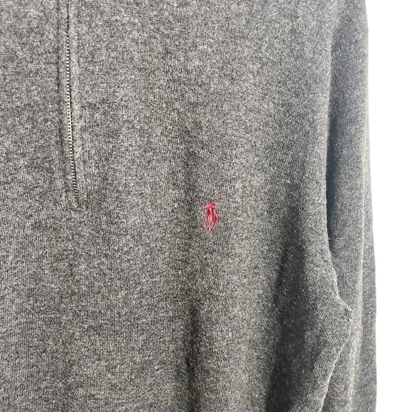 POLO RALPH LAUREN 100% Merino Wool Gray 1/2 Zip Pullover Sweater Men's Size Larg - Picture 7 of 12